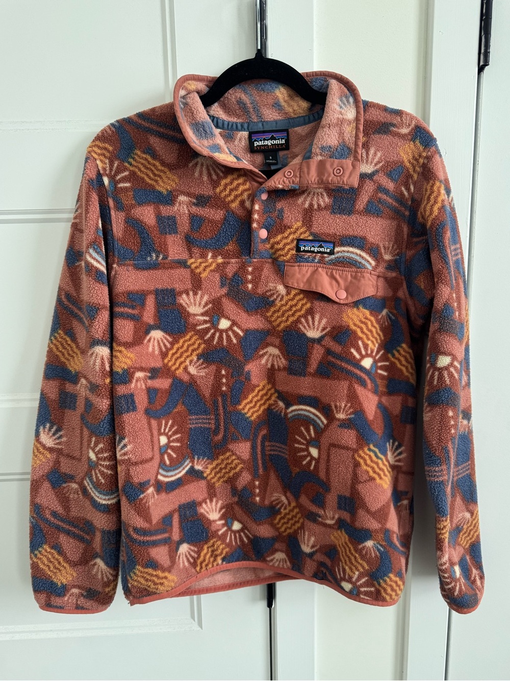 Patagonia Synchilla Lightweight Snap-T Fleece Pullover in Canyon Block Big Sisu